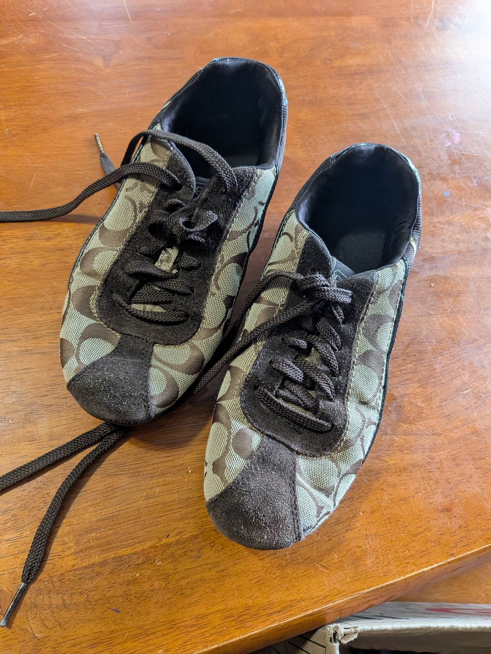 COACH Signature C Canvas Lace-Up Sneakers - Brown & Khaki